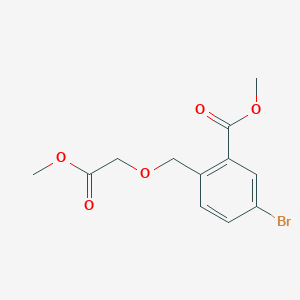 Methyl 5-bromo-2-((2-methoxy-2-oxoethoxy)methyl)benzoate chemical structure (CAS 2703756-39-0)