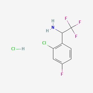 1-(2-Chloro-4-fluorophenyl)-2,2,2-trifluoroethan-1-amine hydrochloride chemical structure (CAS 2703756-64-1)