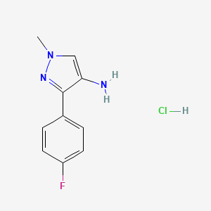 3-(4-Fluorophenyl)-1-methyl-1H-pyrazol-4-amine hydrochloride chemical structure (CAS 2703756-65-2)