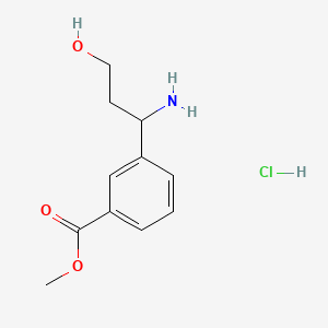 Methyl 3-(1-amino-3-hydroxypropyl)benzoate hydrochloride chemical structure (CAS 2703756-81-2)