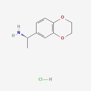 (S)-1-(2,3-Dihydrobenzo[b][1,4]dioxin-6-yl)ethan-1-amine hydrochloride chemical structure (CAS 2703941-87-9)