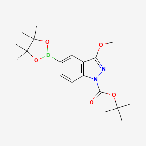 tert-Butyl 3-methoxy-5-(4,4,5,5-tetramethyl-1,3,2-dioxaborolan-2-yl)-1H-indazole-1-carboxylate chemical structure (CAS 2704569-91-3)