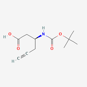 (S)-3-((tert-Butoxycarbonyl)amino)hex-5-ynoic acid chemical structure (CAS 270596-47-9)