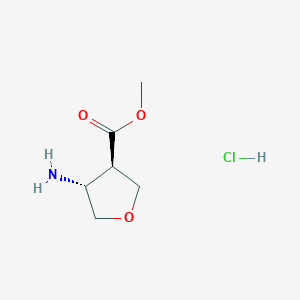 rel-Methyl (3R,4R)-4-aminotetrahydrofuran-3-carboxylate hydrochloride chemical structure (CAS 2708281-30-3)