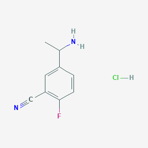 5-(1-Aminoethyl)-2-fluorobenzonitrile hydrochloride chemical structure (CAS 2708282-08-8)