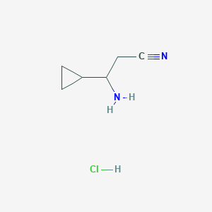 3-Amino-3-cyclopropylpropanenitrile hydrochloride chemical structure (CAS 2708286-80-8)
