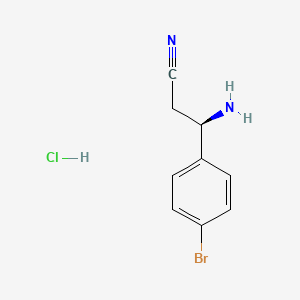 (R)-3-Amino-3-(4-bromophenyl)propanenitrile hydrochloride chemical structure (CAS 2708341-89-1)