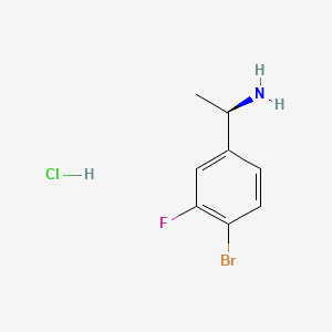 (R)-1-(4-Bromo-3-fluorophenyl)ethan-1-amine hydrochloride chemical structure (CAS 2708343-89-7)