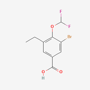 3-Bromo-4-(difluoromethoxy)-5-ethylbenzoic acid chemical structure (CAS 2710966-64-4)