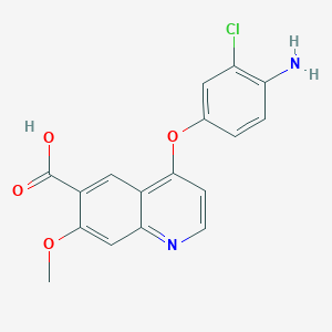 4-(4-Amino-3-chlorophenoxy)-7-methoxyquinoline-6-carboxylic acid chemical structure (CAS 2712290-12-3)