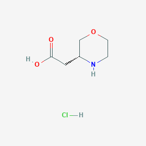 (R)-2-(Morpholin-3-yl)acetic acid hydrochloride chemical structure (CAS 2717762-13-3)