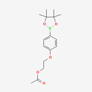 2-(4-(4,4,5,5-Tetramethyl-1,3,2-dioxaborolan-2-yl)phenoxy)ethyl acetate chemical structure (CAS 2724208-33-5)