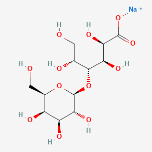 Sodium (2R,3R,4R,5R)-2,3,5,6-tetrahydroxy-4-(((2S,3R,4S,5R,6R)-3,4,5-trihydroxy-6-(hydroxymethyl)tetrahydro-2H-pyran-2-yl)oxy)hexanoate chemical structure (CAS 27297-39-8)