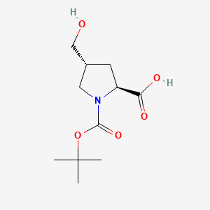 (2S,4R)-1-(Tert-butoxycarbonyl)-4-(hydroxymethyl)pyrrolidine-2-carboxylic acid chemical structure (CAS 273221-97-9)