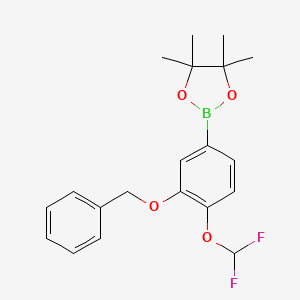 2-(3-(Benzyloxy)-4-(difluoromethoxy)phenyl)-4,4,5,5-tetramethyl-1,3,2-dioxaborolane chemical structure (CAS 2734276-14-1)