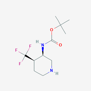 cis-3-(Boc-amino)-4-(trifluormethyl)piperidine chemical structure (CAS 2734870-01-8)