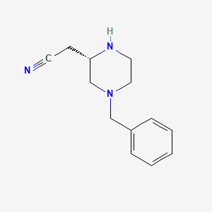 (S)-2-(4-Benzylpiperazin-2-yl)acetonitrile chemical structure (CAS 2740593-12-6)