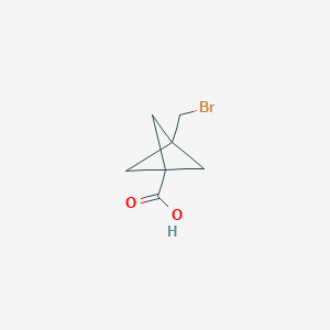 3-(Bromomethyl)bicyclo[1.1.1]pentane-1-carboxylic acid chemical structure (CAS 2742661-04-5)