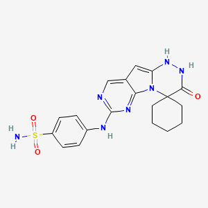 4-((3'-Oxo-2',3'-dihydro-1'H-spiro[cyclohexane-1,4'-pyrimido[5',4':4,5]pyrrolo[2,1-c][1,2,4]triazin]-7'-yl)amino)benzenesulfonamide chemical structure (CAS 2745060-92-6)
