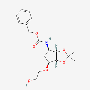 Benzyl ((3aS,4R,6S,6aR)-6-(2-hydroxyethoxy)-2,2-dimethyltetrahydro-3aH-cyclopenta[d][1,3]dioxol-4-yl)carbamate chemical structure (CAS 274693-54-8)
