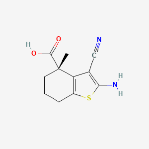 (S)-2-Amino-3-cyano-4-methyl-4,5,6,7-tetrahydrobenzo[b]thiophene-4-carboxylic acid chemical structure (CAS 2749963-99-1)