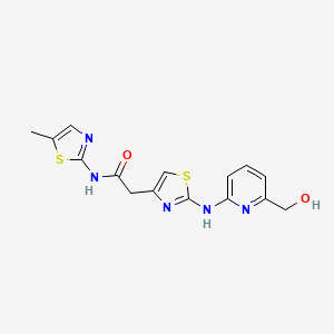2-(2-((6-(Hydroxymethyl)pyridin-2-yl)amino)thiazol-4-yl)-N-(5-methylthiazol-2-yl)acetamide chemical structure (CAS 2750644-31-4)