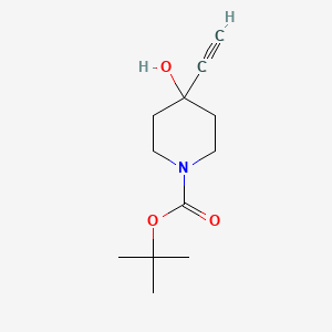 tert-Butyl 4-ethynyl-4-hydroxypiperidine-1-carboxylate chemical structure (CAS 275387-83-2)