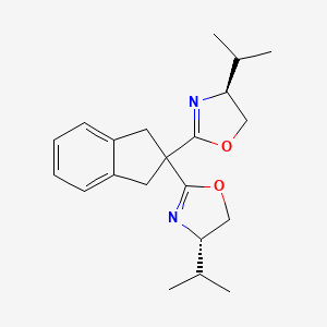 (4S,4'S)-2,2'-(2,3-Dihydro-1H-indene-2,2-diyl)bis(4-isopropyl-4,5-dihydrooxazole) chemical structure (CAS 2757082-01-0)