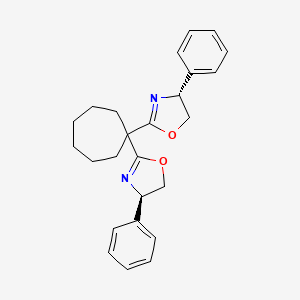 (4R,4'R)-2,2'-(Cycloheptane-1,1-diyl)bis(4-phenyl-4,5-dihydrooxazole) chemical structure (CAS 2757082-19-0)