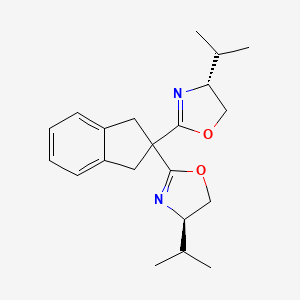(4R,4'R)-2,2'-(2,3-Dihydro-1H-indene-2,2-diyl)bis(4-isopropyl-4,5-dihydrooxazole) chemical structure (CAS 2757082-24-7)