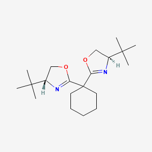 (4R,4'R)-2,2'-(Cyclohexane-1,1-diyl)bis(4-(tert-butyl)-4,5-dihydrooxazole) chemical structure (CAS 2757082-26-9)