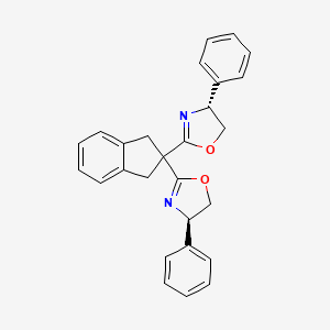 (4R,4'R)-2,2'-(2,3-Dihydro-1H-indene-2,2-diyl)bis(4-phenyl-4,5-dihydrooxazole) chemical structure (CAS 2757082-27-0)