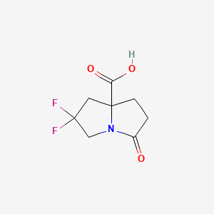 2,2-Difluoro-5-oxohexahydro-1H-pyrrolizine-7a-carboxylic acid chemical structure (CAS 2757082-97-4)