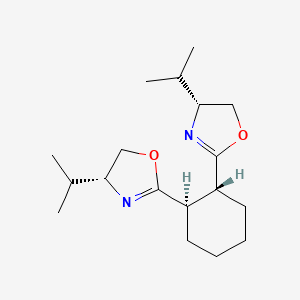 (1R,2R)-1,2-Bis((R)-4-isopropyl-4,5-dihydrooxazol-2-yl)cyclohexane chemical structure (CAS 2757083-38-6)