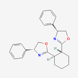 (1R,2R)-1,2-Bis((R)-4-phenyl-4,5-dihydrooxazol-2-yl)cyclohexane chemical structure (CAS 2757083-39-7)