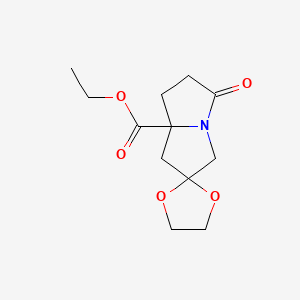 Ethyl 5-oxodihydro-1H,3H-spiro[pyrrolizine-2,2'-[1,3]dioxolane]-7a(5H)-carboxylate chemical structure (CAS 2757083-42-2)
