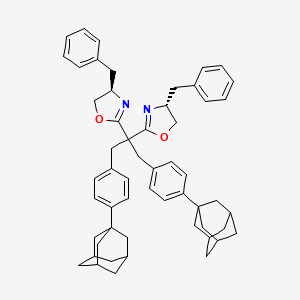 (4R,4'R)-2,2'-(1,3-Bis(4-(adamantan-1-yl)phenyl)propane-2,2-diyl)bis(4-benzyl-4,5-dihydrooxazole) chemical structure (CAS 2757085-45-1)