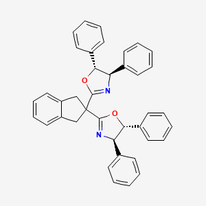 (4R,4'R,5R,5'R)-2,2'-(2,3-Dihydro-1H-indene-2,2-diyl)bis(4,5-diphenyl-4,5-dihydrooxazole) chemical structure (CAS 2757085-87-1)