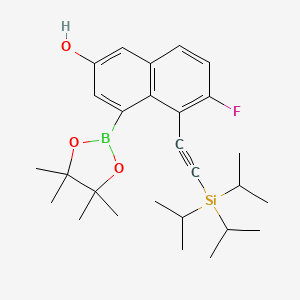 6-Fluoro-4-(4,4,5,5-tetramethyl-1,3,2-dioxaborolan-2-yl)-5-((triisopropylsilyl)ethynyl)naphthalen-2-ol chemical structure (CAS 2757097-49-5)