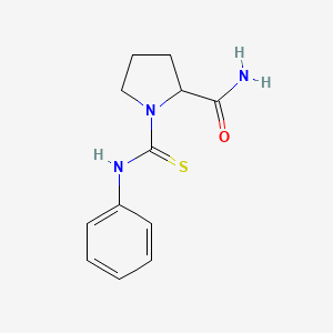 1-(Phenylcarbamothioyl)pyrrolidine-2-carboxamide chemical structure (CAS 2757729-87-4)