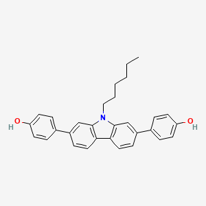 4,4'-(9-Hexyl-9H-carbazole-2,7-diyl)diphenol chemical structure (CAS 2757730-56-4)