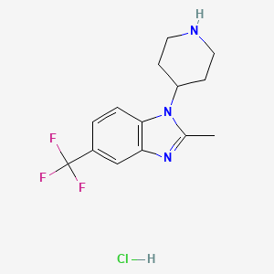 2-Methyl-1-(piperidin-4-yl)-5-(trifluoromethyl)-1H-benzo[d]imidazole hydrochloride chemical structure (CAS 2757731-57-8)