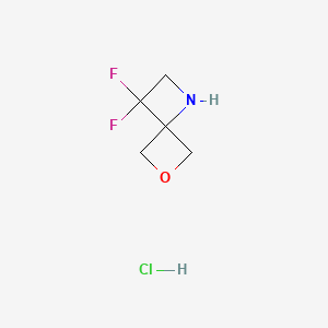 3,3-Difluoro-6-oxa-1-azaspiro[3.3]heptane hydrochloride chemical structure (CAS 2758004-80-5)