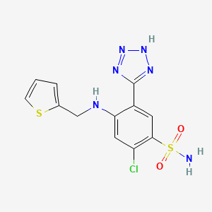 2-Chloro-5-(2H-tetrazol-5-yl)-4-((thiophen-2-ylmethyl)amino)benzenesulfonamide chemical structure (CAS 27589-33-9)