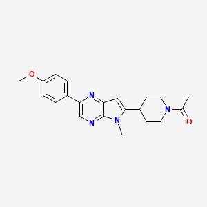 1-(4-(2-(4-Methoxyphenyl)-5-methyl-5H-pyrrolo[2,3-b]pyrazin-6-yl)piperidin-1-yl)ethan-1-one chemical structure (CAS 2759897-35-1)