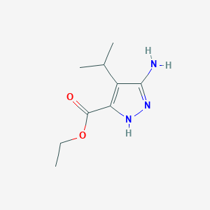 Ethyl 5-amino-4-isopropyl-1H-pyrazole-3-carboxylate chemical structure (CAS 2760415-22-1)