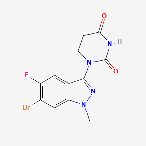 1-(6-Bromo-5-fluoro-1-methyl-1H-indazol-3-yl)dihydropyrimidine-2,4(1H,3H)-dione chemical structure (CAS 2760850-50-6)