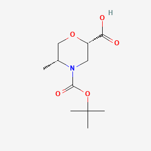 (2S,5R)-4-(tert-Butoxycarbonyl)-5-methylmorpholine-2-carboxylic acid chemical structure (CAS 2761094-10-2)