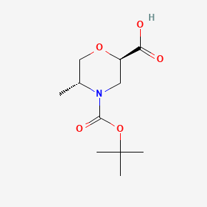 (2R,5R)-4-(tert-Butoxycarbonyl)-5-methylmorpholine-2-carboxylic acid chemical structure (CAS 2761094-12-4)