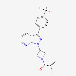 2-Fluoro-1-(3-(3-(4-(trifluoromethyl)phenyl)-1H-pyrazolo[3,4-b]pyridin-1-yl)azetidin-1-yl)prop-2-en-1-one chemical structure (CAS 2762617-31-0)